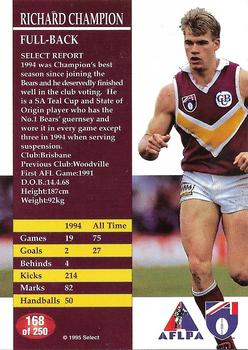 1995 Select AFL #168 Richard Champion Back